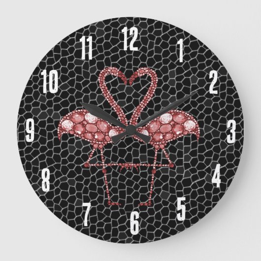 Cute Pink Flamingo Grote Klok (Voorkant)