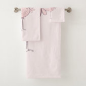 Cute Pink Flamingo Illustratie Bad Handdoek (Insitu)