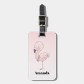 Cute Pink Flamingo Illustratie Bagagelabel (Voorkant verticaal)