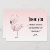 Cute Pink Flamingo Illustratie Bedankkaart (Voorkant / Achterkant)