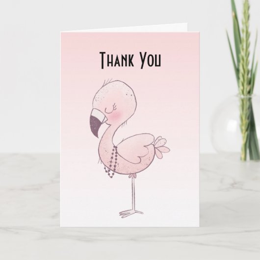 Cute Pink Flamingo Illustratie Bedankkaart (Voorkant)