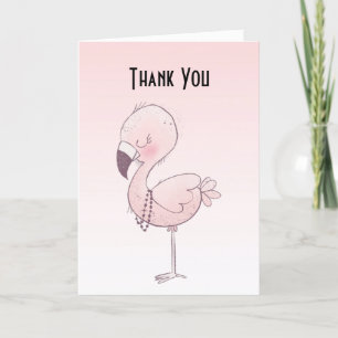 Cute Pink Flamingo Illustratie Bedankkaart