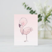 Cute Pink Flamingo Illustratie Briefkaart (Staand voorkant)