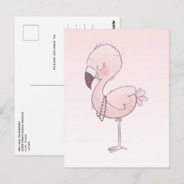 Cute Pink Flamingo Illustratie Briefkaart