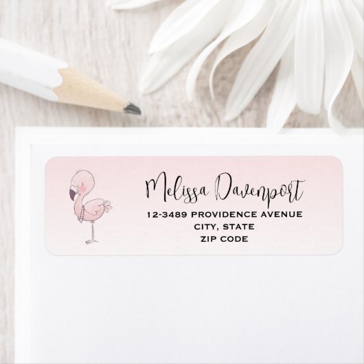 Cute Pink Flamingo Illustratie Etiket (Insitu)