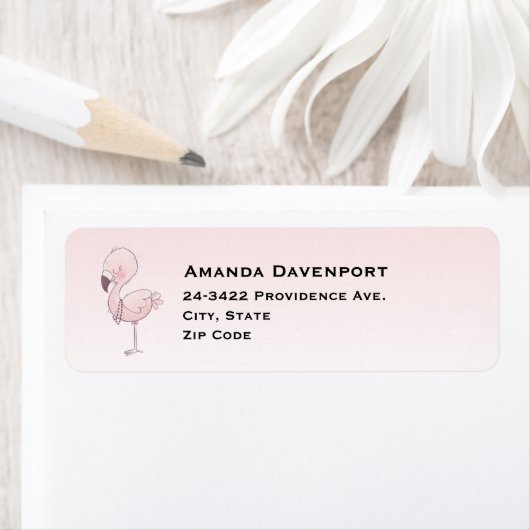 Cute Pink Flamingo Illustratie Etiket (Insitu)