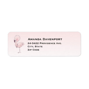 Cute Pink Flamingo Illustratie Etiket
