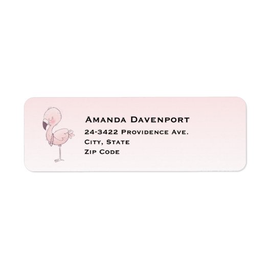Cute Pink Flamingo Illustratie Etiket (Voorkant)