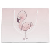 Cute Pink Flamingo Illustratie Groot Cadeauzakje (Voorkant)