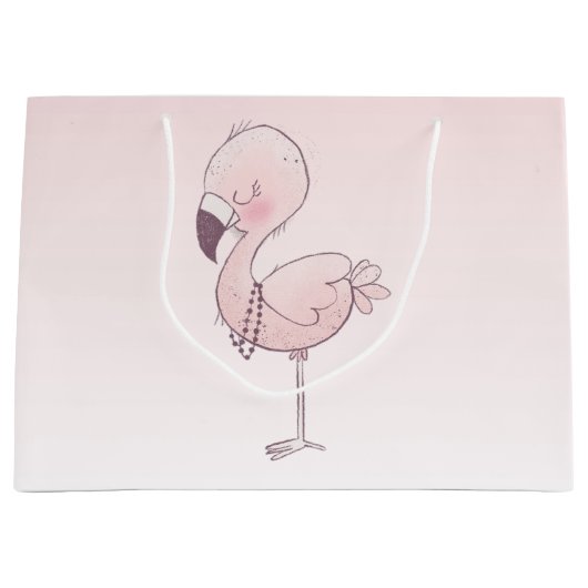 Cute Pink Flamingo Illustratie Groot Cadeauzakje (Voorkant)
