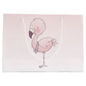 Cute Pink Flamingo Illustratie Groot Cadeauzakje (Achterkant)