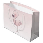 Cute Pink Flamingo Illustratie Groot Cadeauzakje (Achterkant Gekanteld)