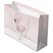 Cute Pink Flamingo Illustratie Groot Cadeauzakje (Voorkant Gekanteld)