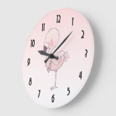 Cute Pink Flamingo Illustratie Grote Klok (Hoek)