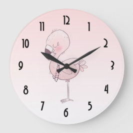 Cute Pink Flamingo Illustratie Grote Klok