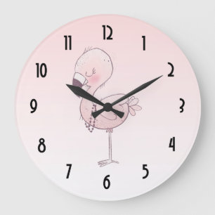 Cute Pink Flamingo Illustratie Grote Klok