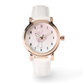 Cute Pink Flamingo Illustratie Horloge