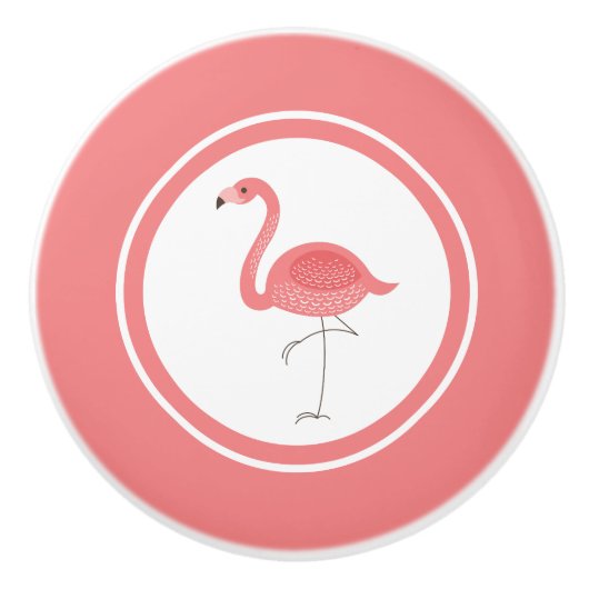 Cute Pink Flamingo Illustratie Keramische Knop (Voorkant)