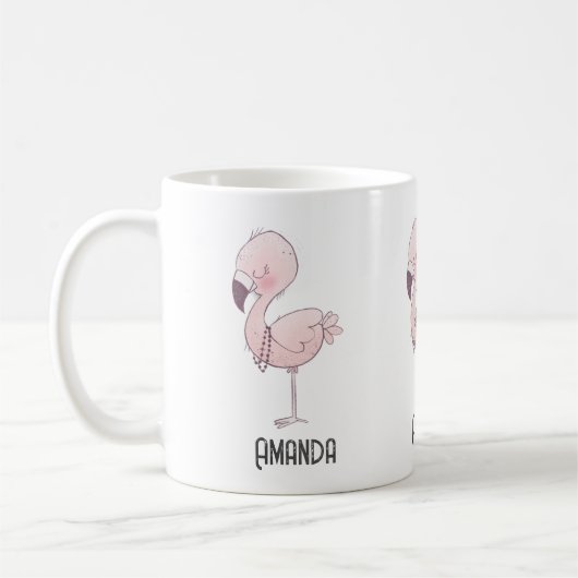 Cute Pink Flamingo Illustratie Koffiemok (Links)