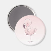 Cute Pink Flamingo Illustratie Magneet (Voorkant / Achterkant)