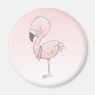 Cute Pink Flamingo Illustratie Magneet