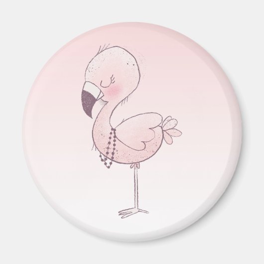 Cute Pink Flamingo Illustratie Magneet (Voorkant)