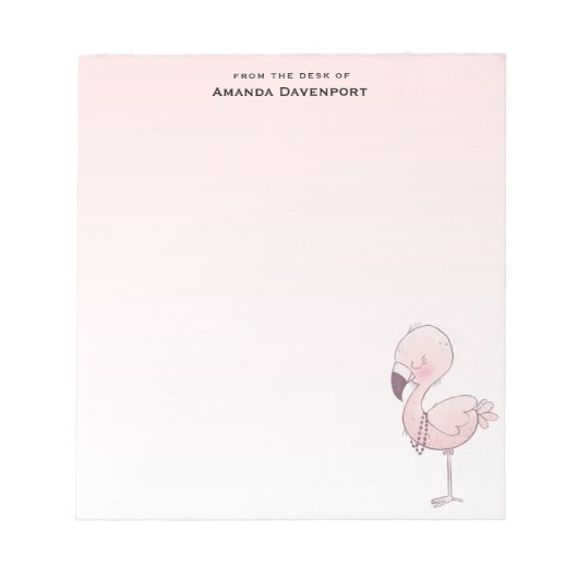 Cute Pink Flamingo Illustratie Notitieblok (Voorkant)