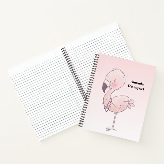 Cute Pink Flamingo Illustratie Notitieboek (Binnen)