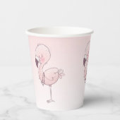 Cute Pink Flamingo Illustratie Papieren Bekers (Voorkant)