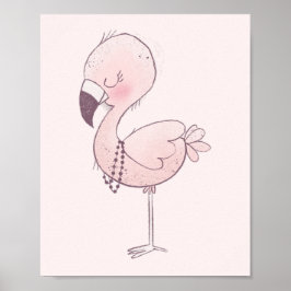 Cute Pink Flamingo Illustratie Poster