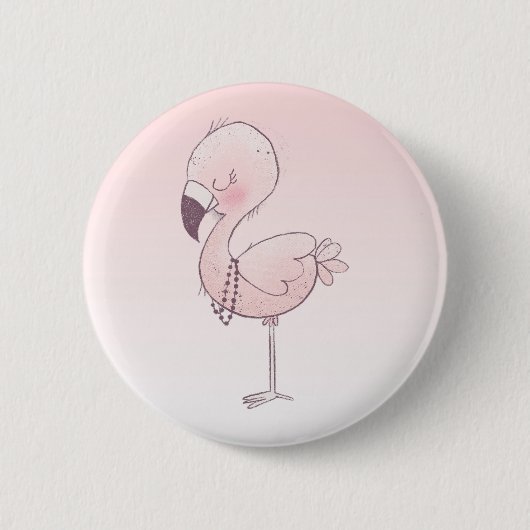 Cute Pink Flamingo Illustratie Ronde Button 5,7 Cm (Voorkant)