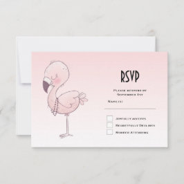Cute Pink Flamingo Illustratie RSVP Kaartje