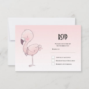 Cute Pink Flamingo Illustratie RSVP Kaartje