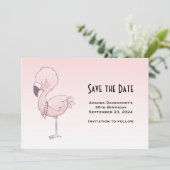 Cute Pink Flamingo Illustratie Save The Date (Staand voorkant)