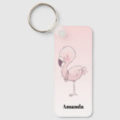 Cute Pink Flamingo Illustratie Sleutelhanger (Voorkant)