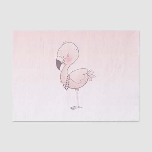 Cute Pink Flamingo Illustratie Tissuepapier (Voorkant)