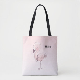 Cute Pink Flamingo Illustratie Tote Bag
