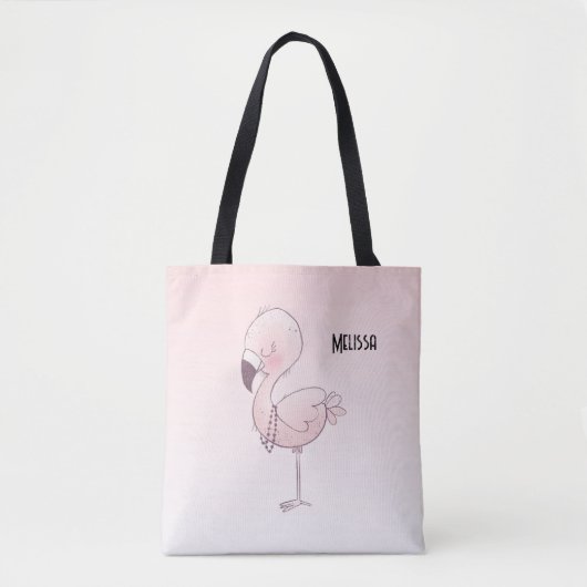 Cute Pink Flamingo Illustratie Tote Bag (Voorkant)