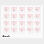 Cute Pink Flamingo Illustratie Vierkante Sticker (Vel)