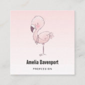Cute Pink Flamingo Illustratie Vierkante Visitekaartje (Voorkant)