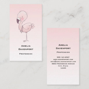 Cute Pink Flamingo Illustratie Visitekaartje