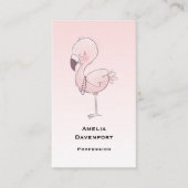 Cute Pink Flamingo Illustratie Visitekaartje (Voorkant)