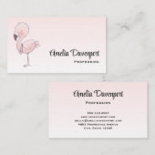 Cute Pink Flamingo Illustratie Visitekaartje (Voorkant / Achterkant)