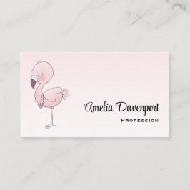 Cute Pink Flamingo Illustratie Visitekaartje