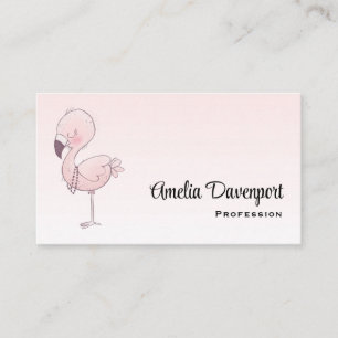 Cute Pink Flamingo Illustratie Visitekaartje