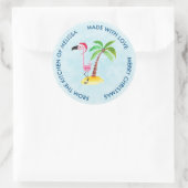 Cute Pink Flamingo in een Santa Hat Kitchen Ronde Sticker (Tas)