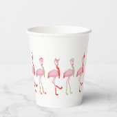 Cute Pink Flamingo Kerstmis Patroon Papieren Bekers (Achterkant)