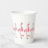 Cute Pink Flamingo Kerstmis Patroon Papieren Bekers (Links)