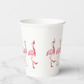 Cute Pink Flamingo Kerstmis Patroon Papieren Bekers (Rechts)