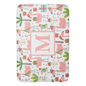 Cute Pink Flamingo Kerstmonogram Initiaal Badmat (Voorkant Verticaal)